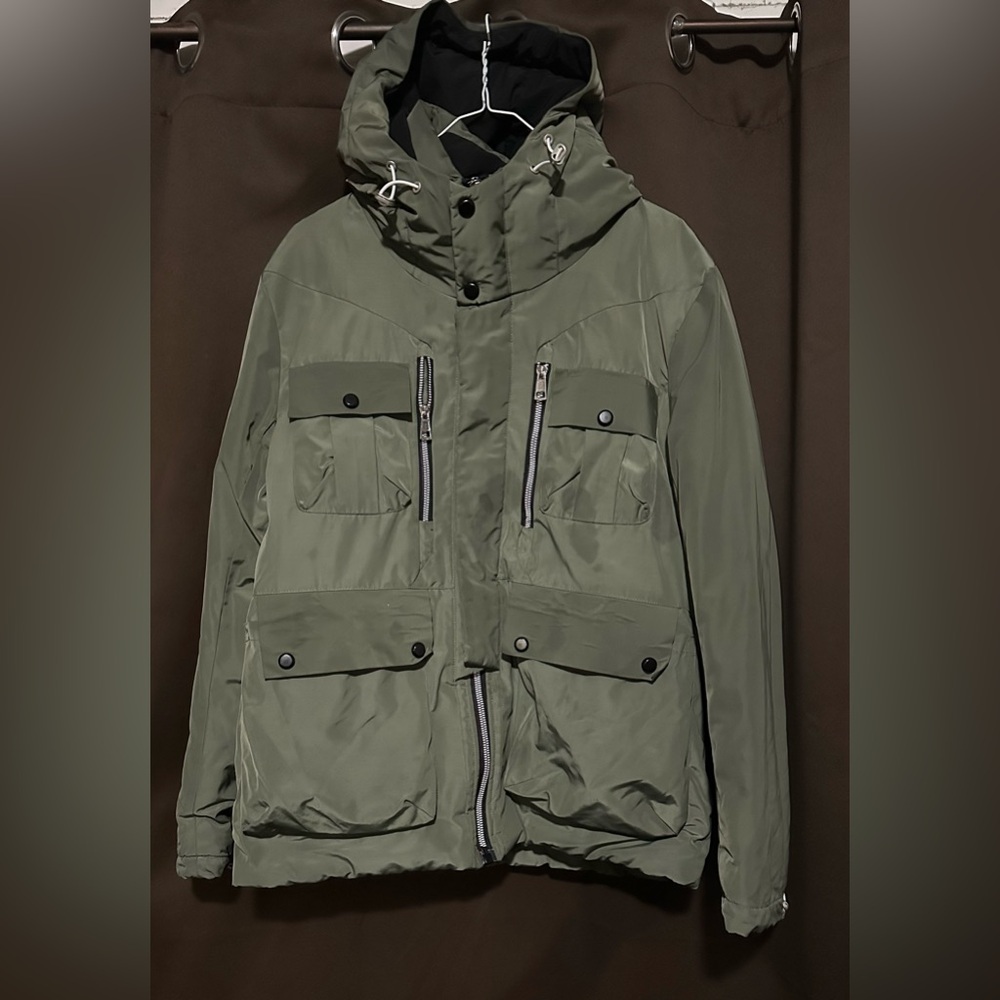 Duck Down Men's Green Hooded Jacket, Size M 
(Asian Size XL)